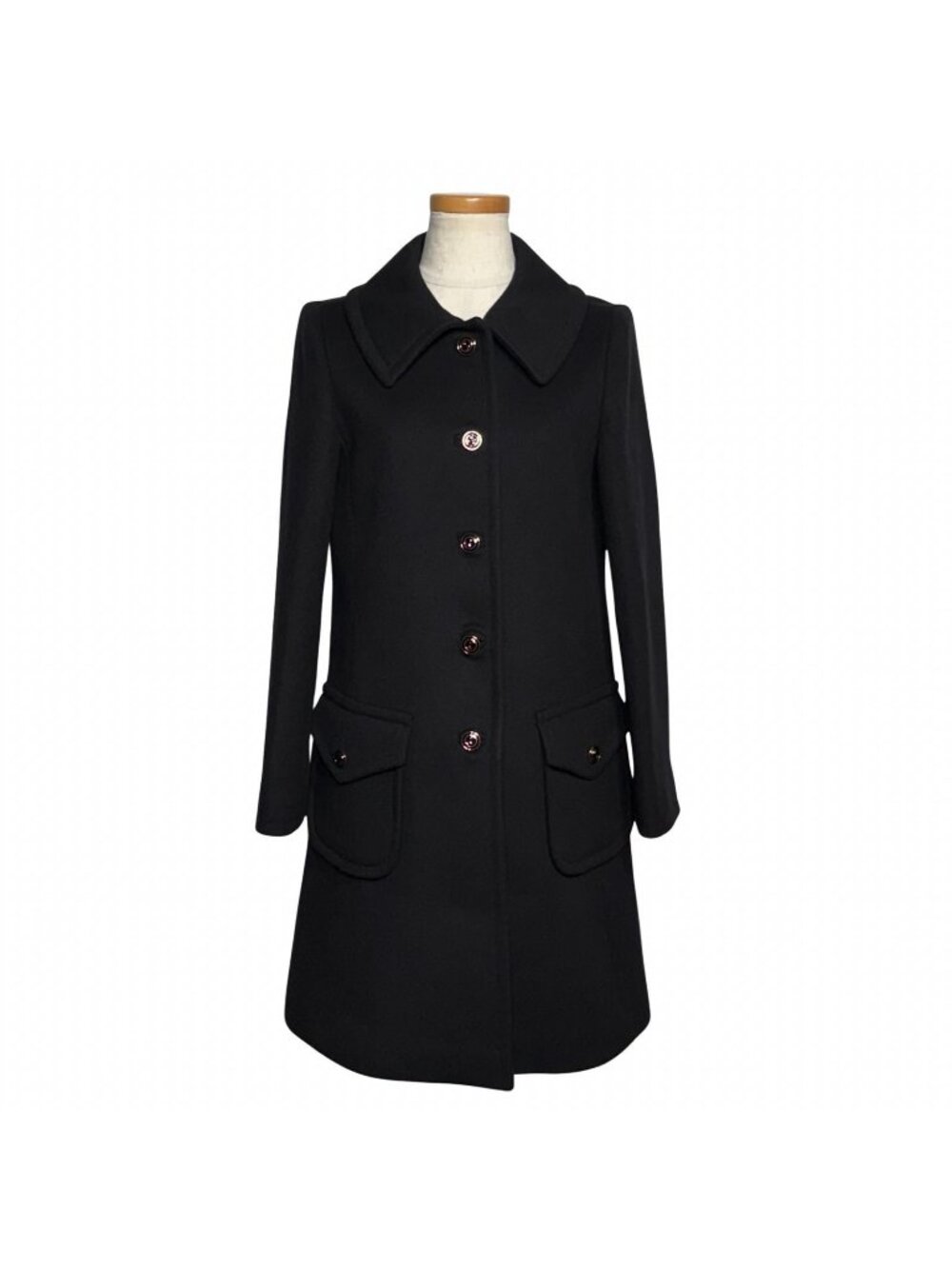 Gucci Interlocking G Coat Black Wool Rayon Single Breasted 36